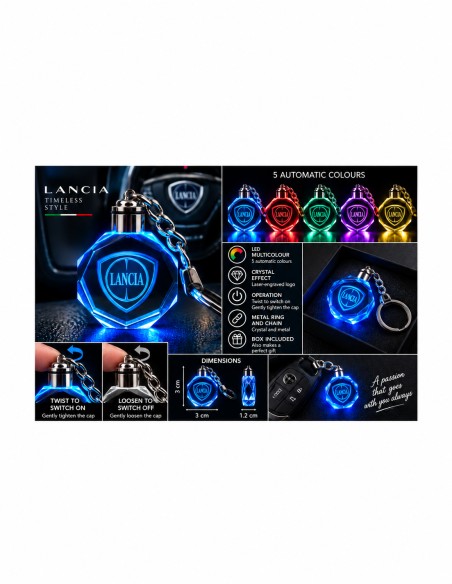Lancia multicolour LED keyring - features and operation