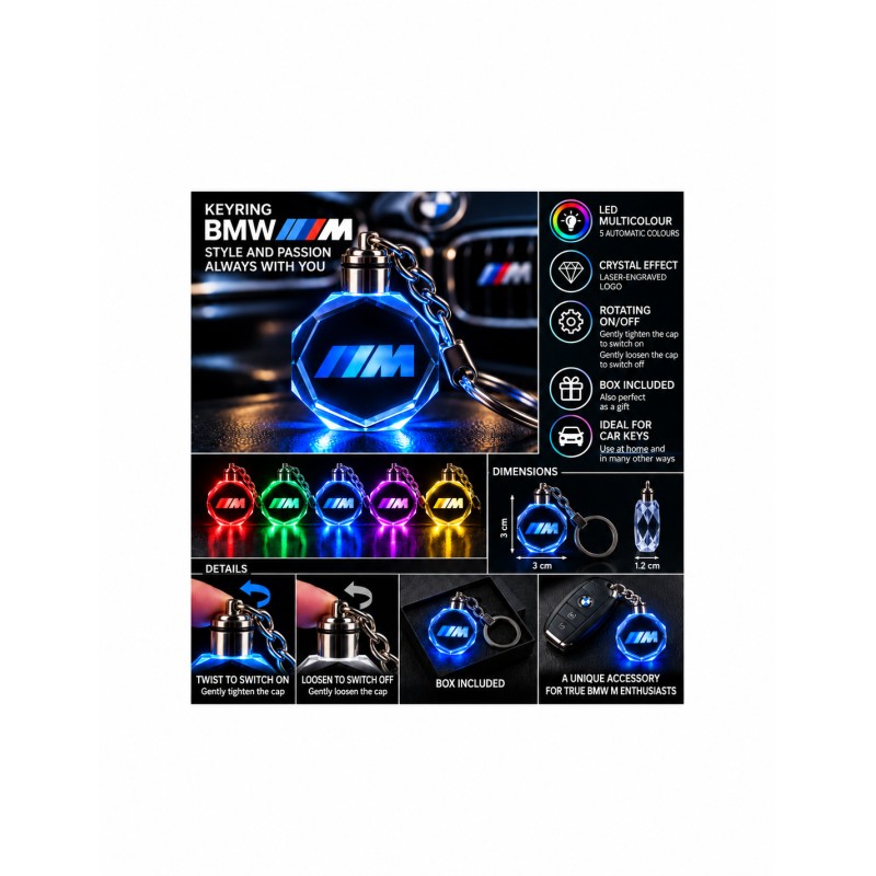 BMW M multicolour LED keyring - features and operation