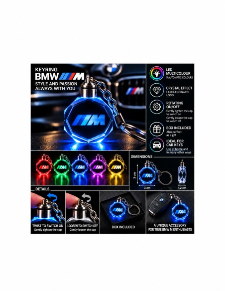 BMW M multicolour LED keyring - features and operation