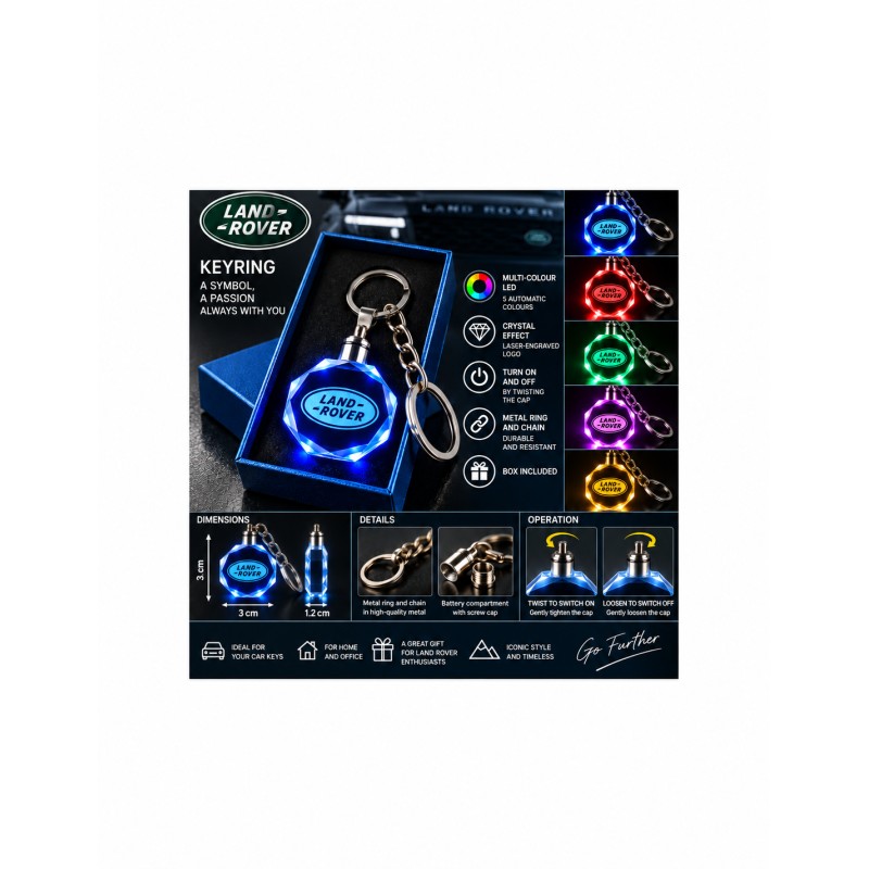 Land Rover multicolour LED keyring - features and operation