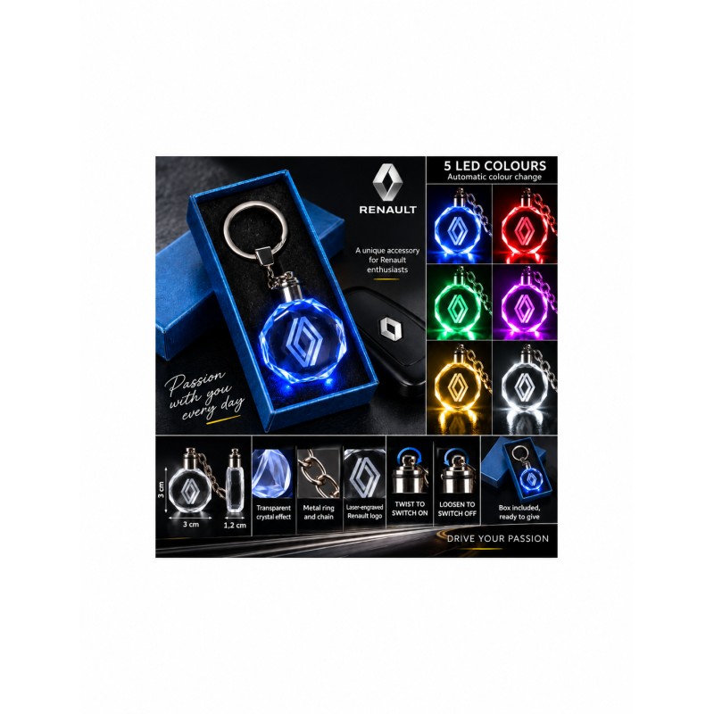 Renault – New Logo multicolour LED keyring - features and operation