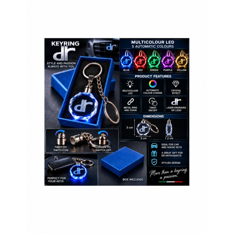 DR Automobiles multicolour LED keyring - features and operation