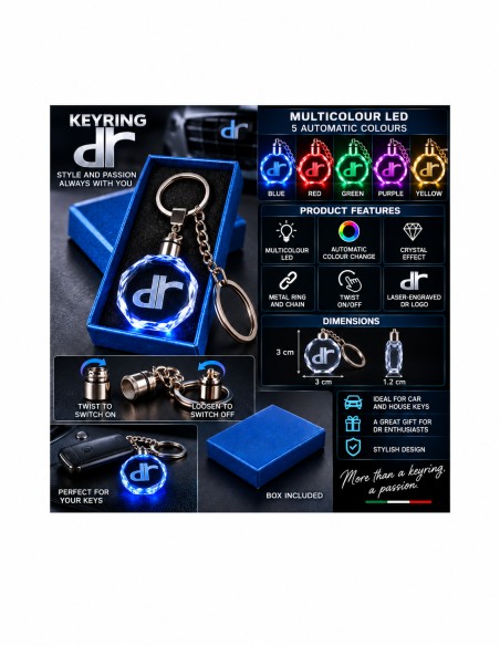 DR Automobiles multicolour LED keyring - features and operation