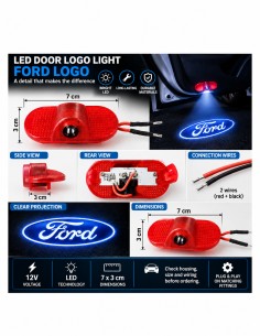 Ford wired LED door logo lights - product and projection 2