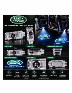 Land Rover / Range Rover wired LED door logo lights - product and projection 2