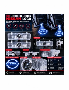 Nissan wired LED door logo lights - product and projection 2