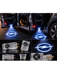Opel wired LED door logo lights - product and projection