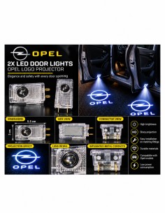 Opel wired LED door logo lights - product and projection 2