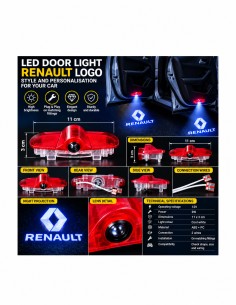 Renault wired LED door logo lights - product and projection 2