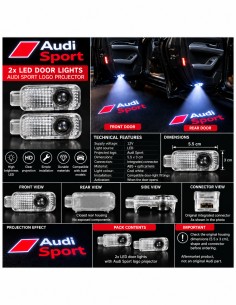 Audi Sport wired LED door logo lights - product and projection 2