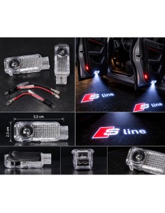 Audi S line wired LED door logo lights - product and projection