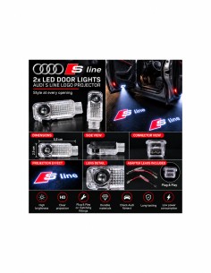 Audi S line wired LED door logo lights - product and projection 2