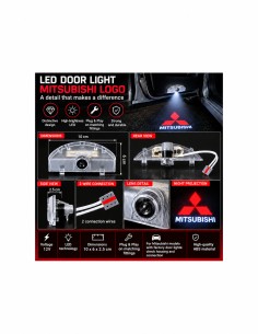 Mitsubishi wired LED door logo lights - product and projection 2