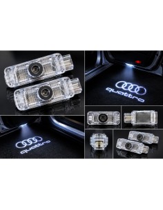 Audi Quattro wired LED door logo lights - product and projection