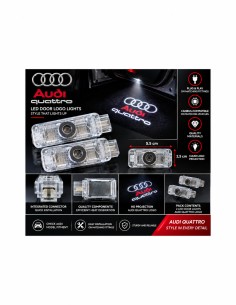 Audi Quattro wired LED door logo lights - product and projection 2