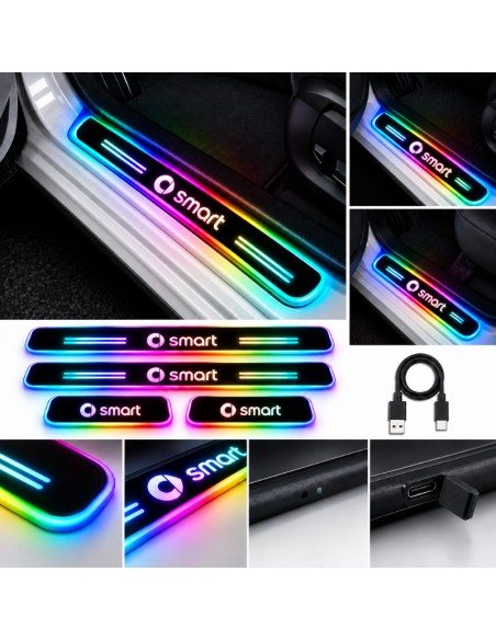 Smart RGB LED door sill plates - 4-piece product set