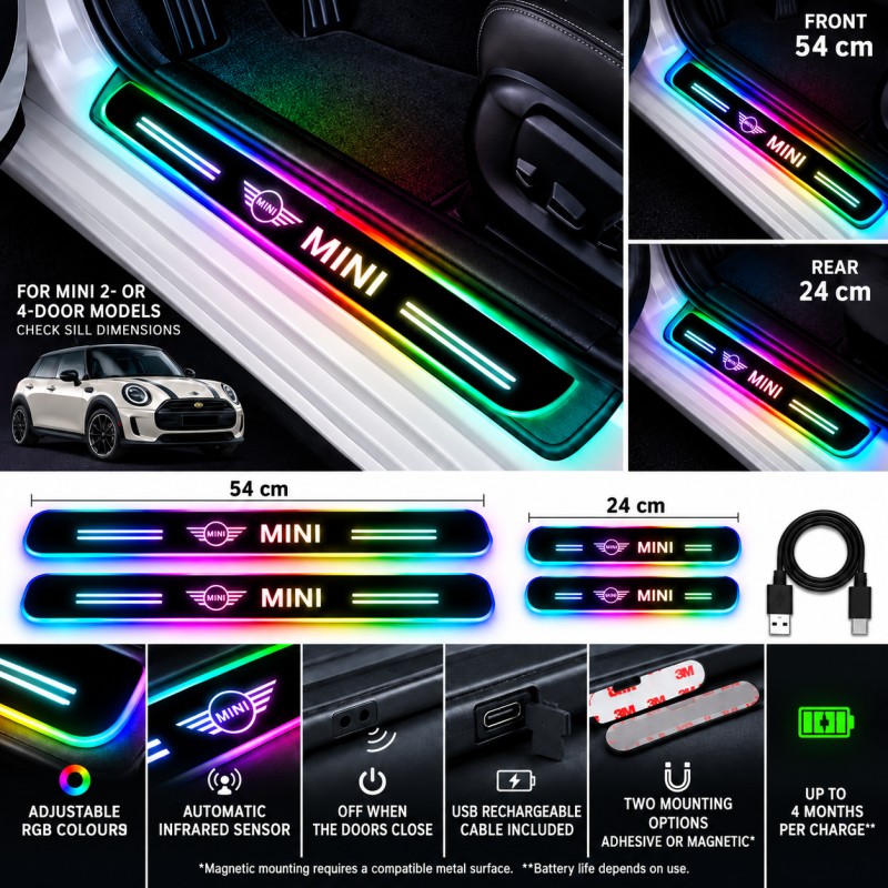MINI RGB LED door sill plates - dimensions, features and installation