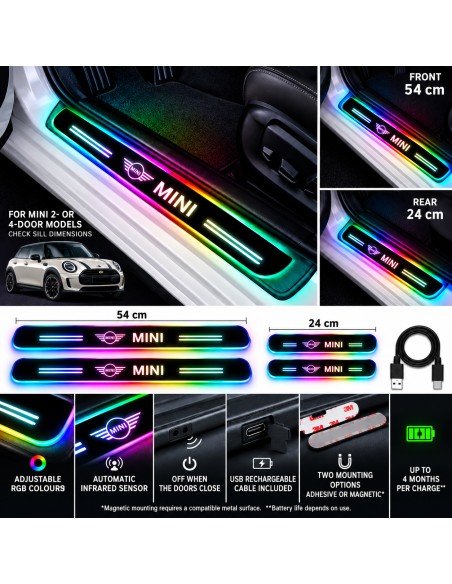 MINI RGB LED door sill plates - dimensions, features and installation
