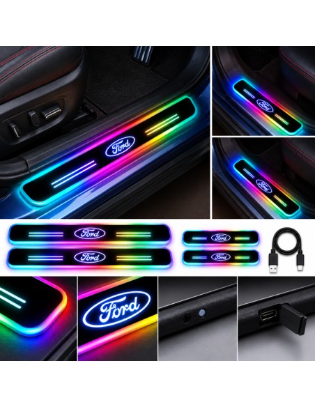 Ford RGB LED door sill plates - 4-piece product set