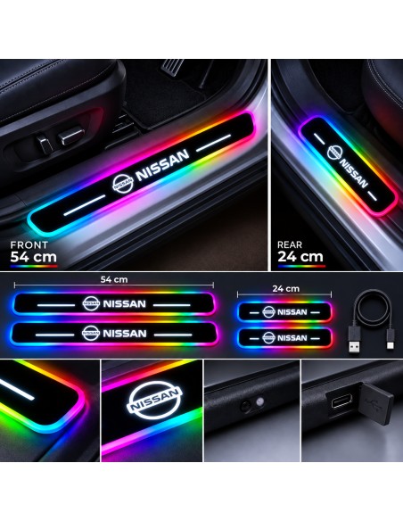 Nissan RGB LED door sill plates - dimensions, features and installation