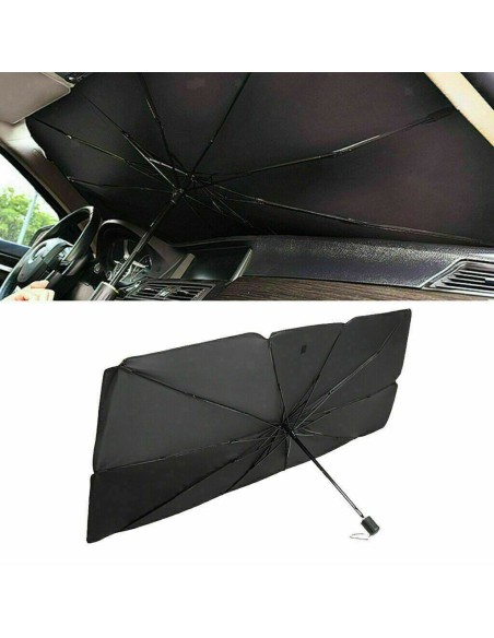 Windscreen sunshade - open and fitted views