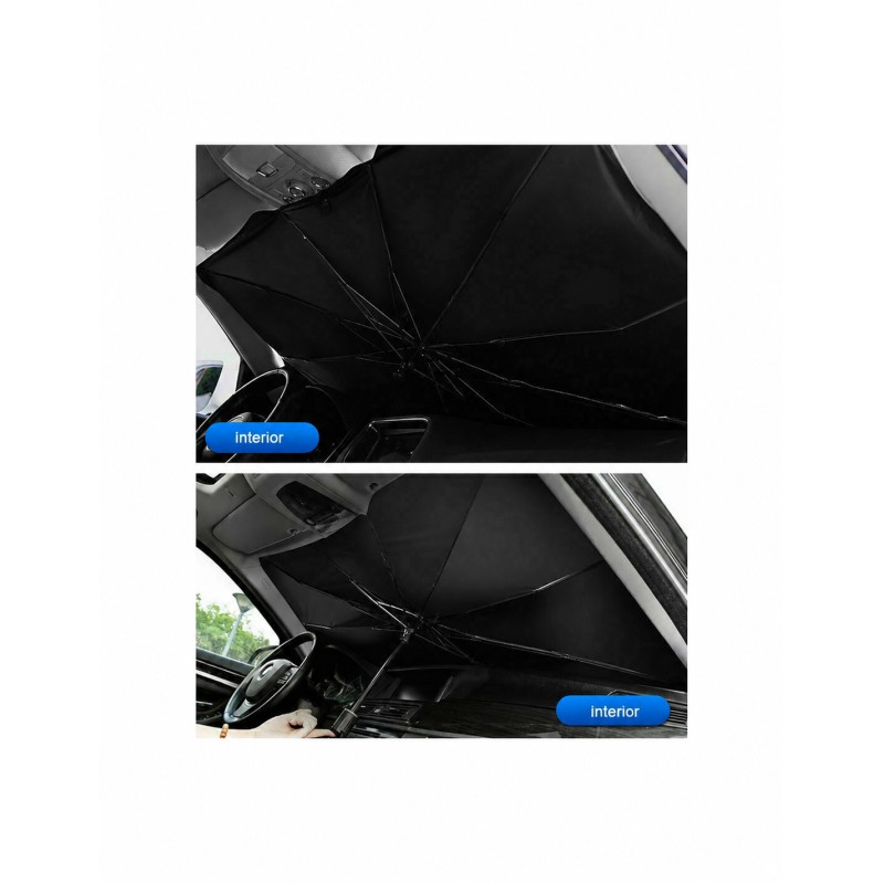 Windscreen sunshade fitted inside a car - interior views