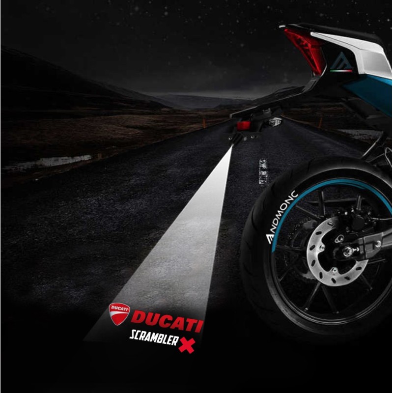 Ducati Scrambler projected logo - single motorcycle projector