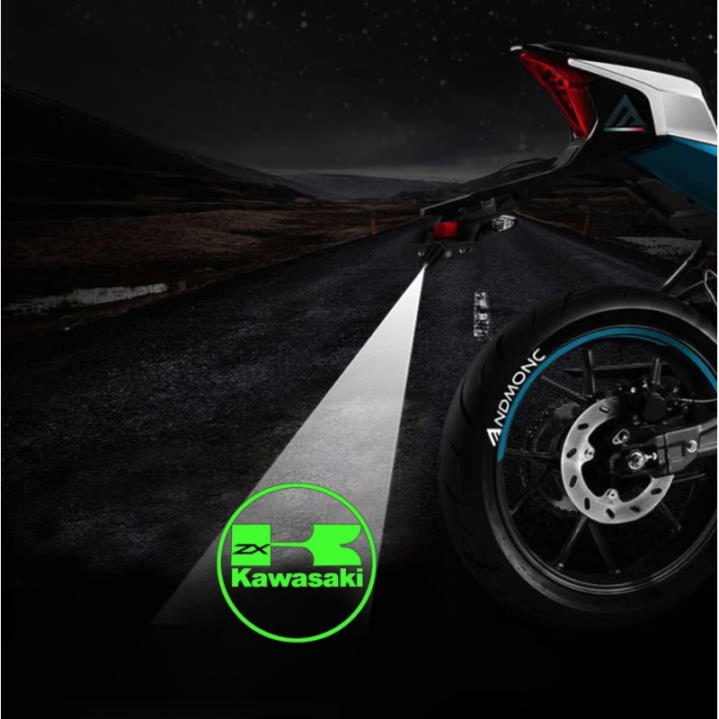 Kawasaki ZX projected logo - single motorcycle projector