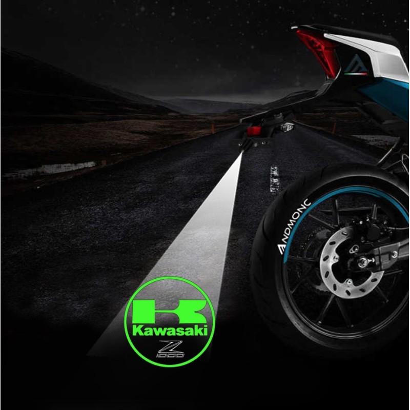 Kawasaki Z1000 projected logo - single motorcycle projector
