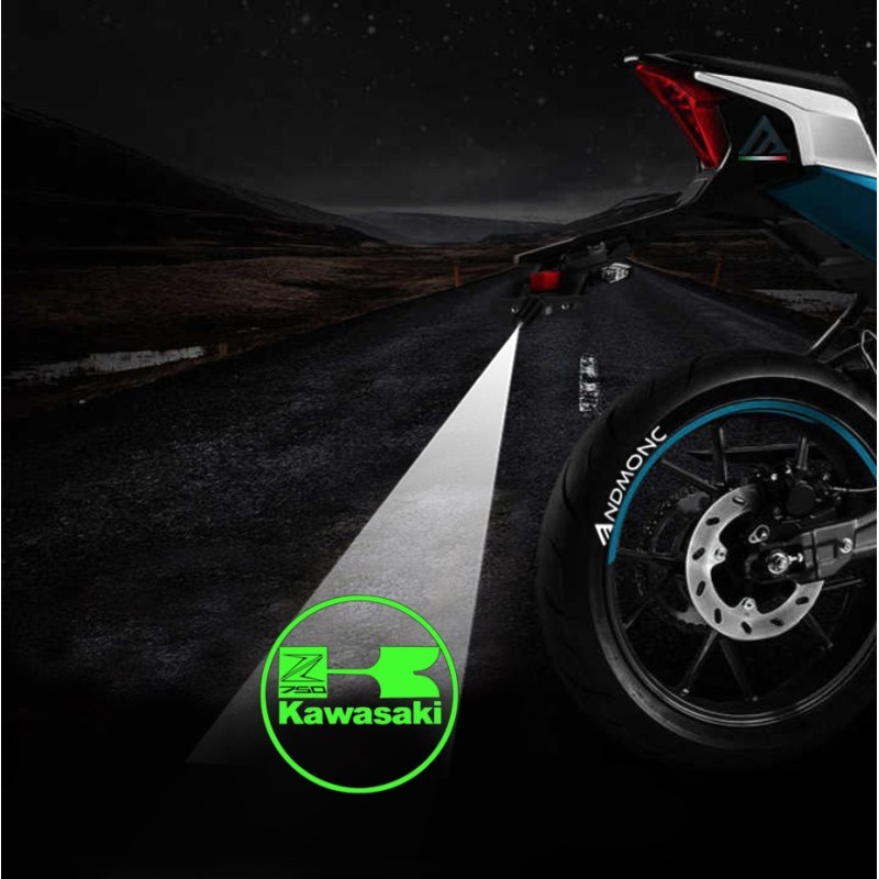 Kawasaki Z750 projected logo - single motorcycle projector