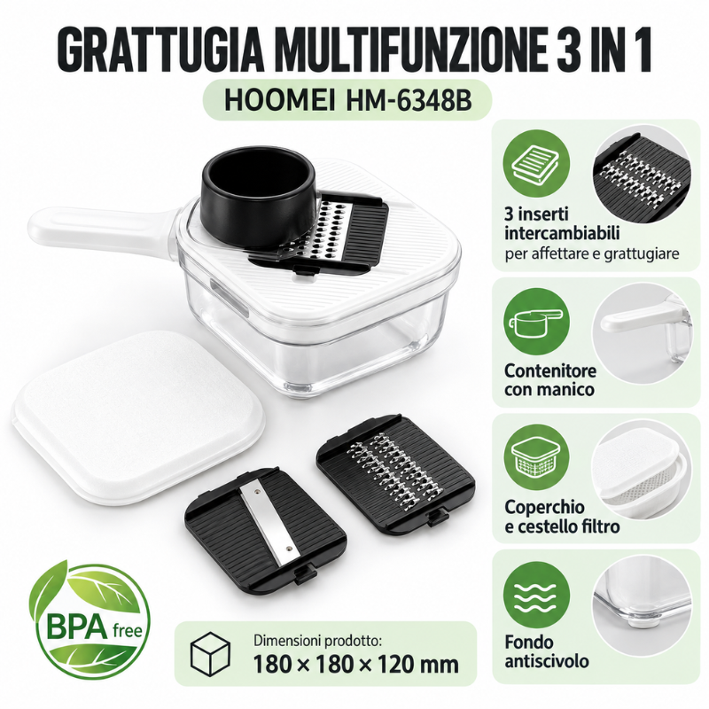 Hoomei HM-6348B 3-in-1 Grater