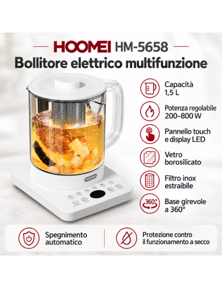 Hoomei HM-5658 Electric Kettle – 800 W, 1.5 L
