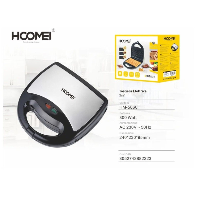 HM-5860 3-in-1 Sandwich & Waffle Maker – 800 W