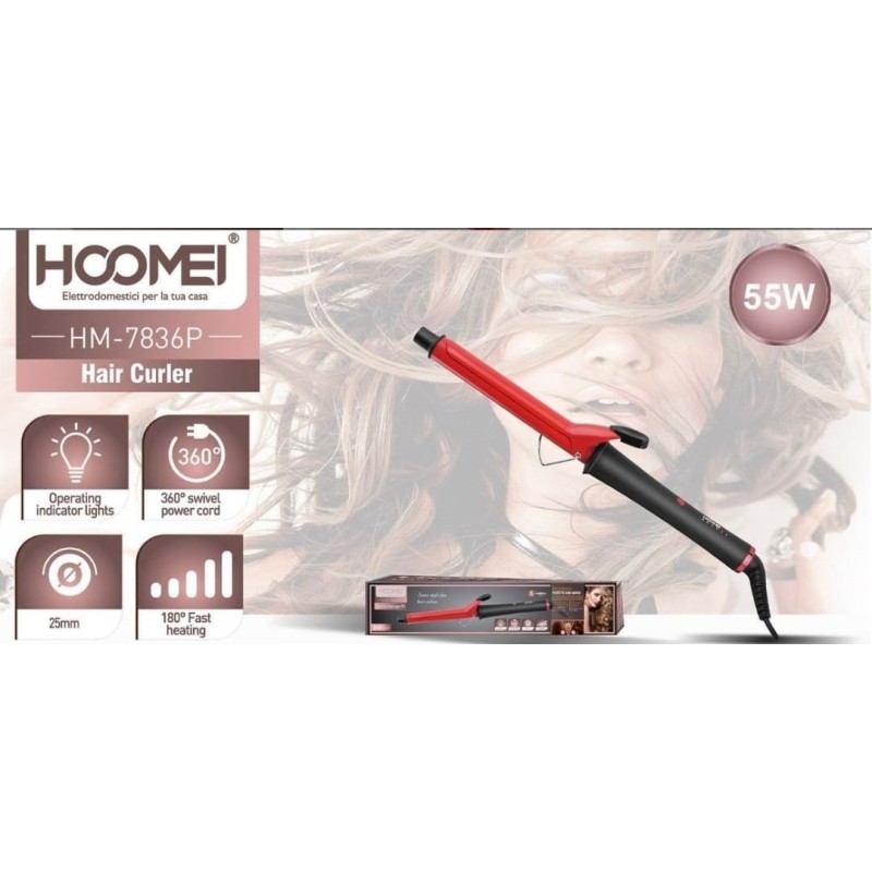 HM-7836P Hair Curler – 55 W, Red