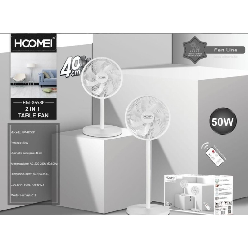 HM-8658P 2-in-1 Pedestal Fan – 45 cm