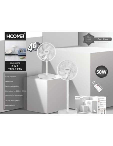 HM-8658P 2-in-1 Pedestal Fan – 45 cm
