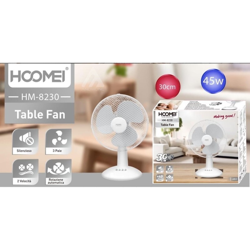 HM-8230 Desk Fan – 45 W, 30 cm