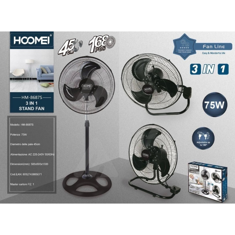 HM-8676S 3-in-1 Fan – 45 cm