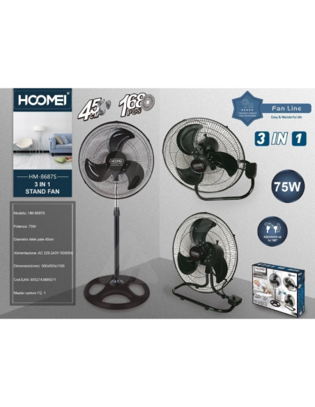 HM-8676S 3-in-1 Fan – 45 cm