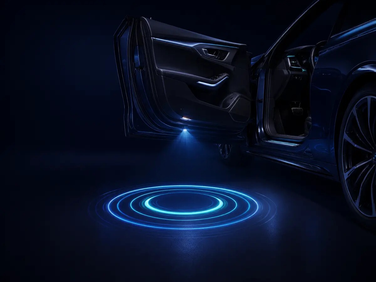 Proiettore sottoporta per auto in stile futuristico