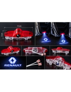 Renault Wired LED Door Logo Projector Lights – 11 × 3 cm, 2 or 4 Doors