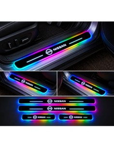 Nissan RGB LED Door Sill Plates — Wireless USB Rechargeable, 4-Piece Set