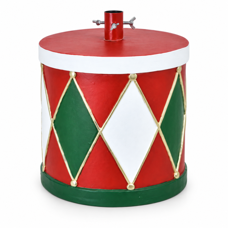 Base albero di Natale a tamburo rosso verde Ø 32 × 31 cm